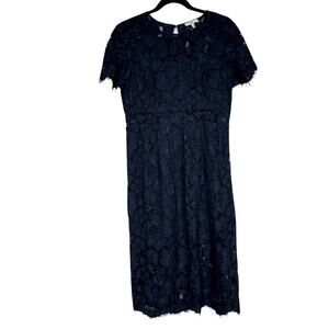 NSR Revolve Blue Lace Midi Sheath Dress Womens M Formal Preppy Date Night Classy